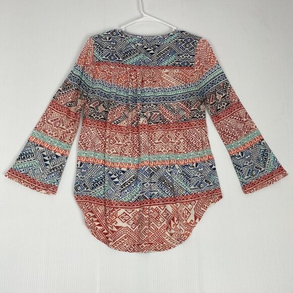 Lucky Brand Women's Size M Peasant Blouse Multicolor Stretch Long Sleeve Casual - Picture 2 of 16